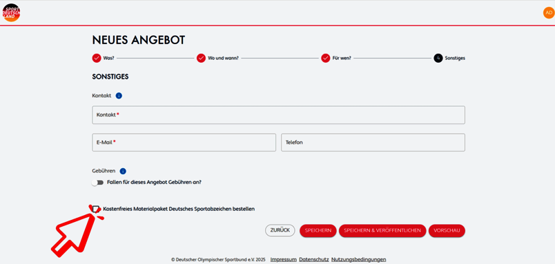 Materialpaket bestellen